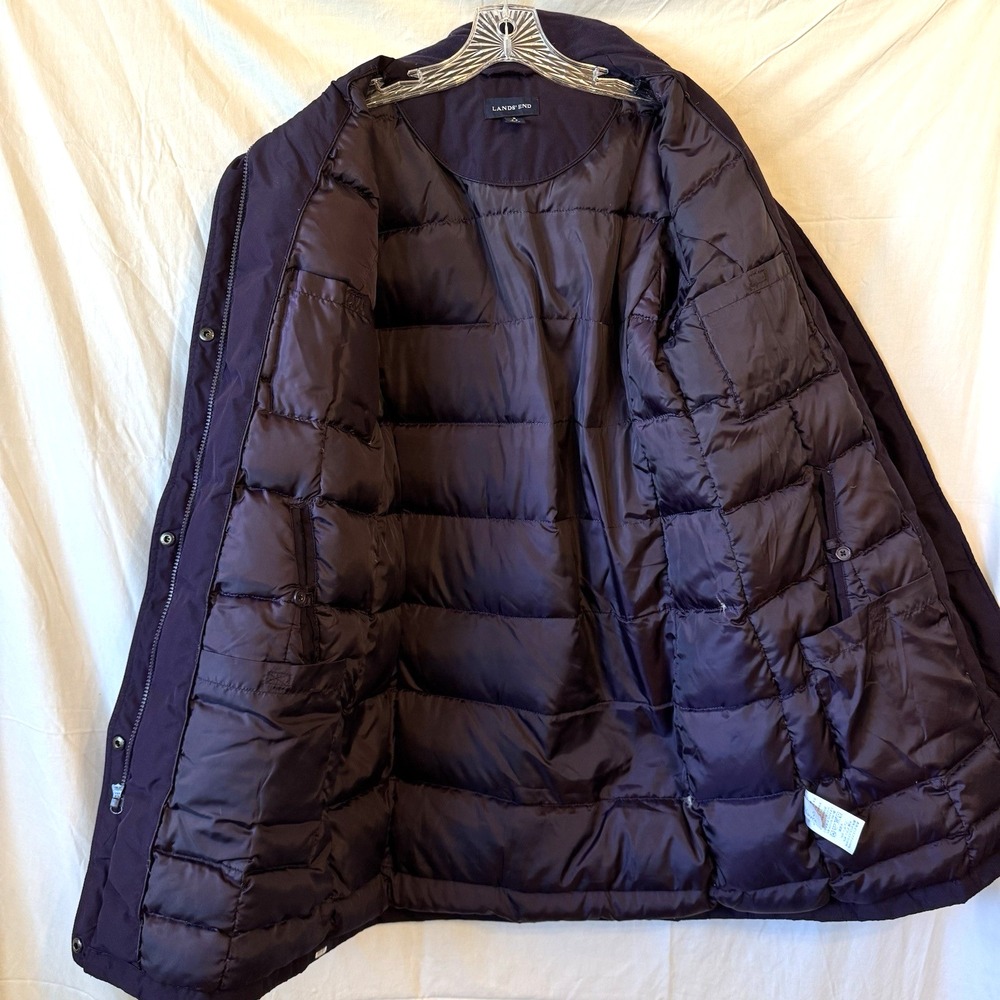 Lands End Down Coat Womens Small 6-8 Insulated Long Parka Jacket Purple - Picture 12 of 16